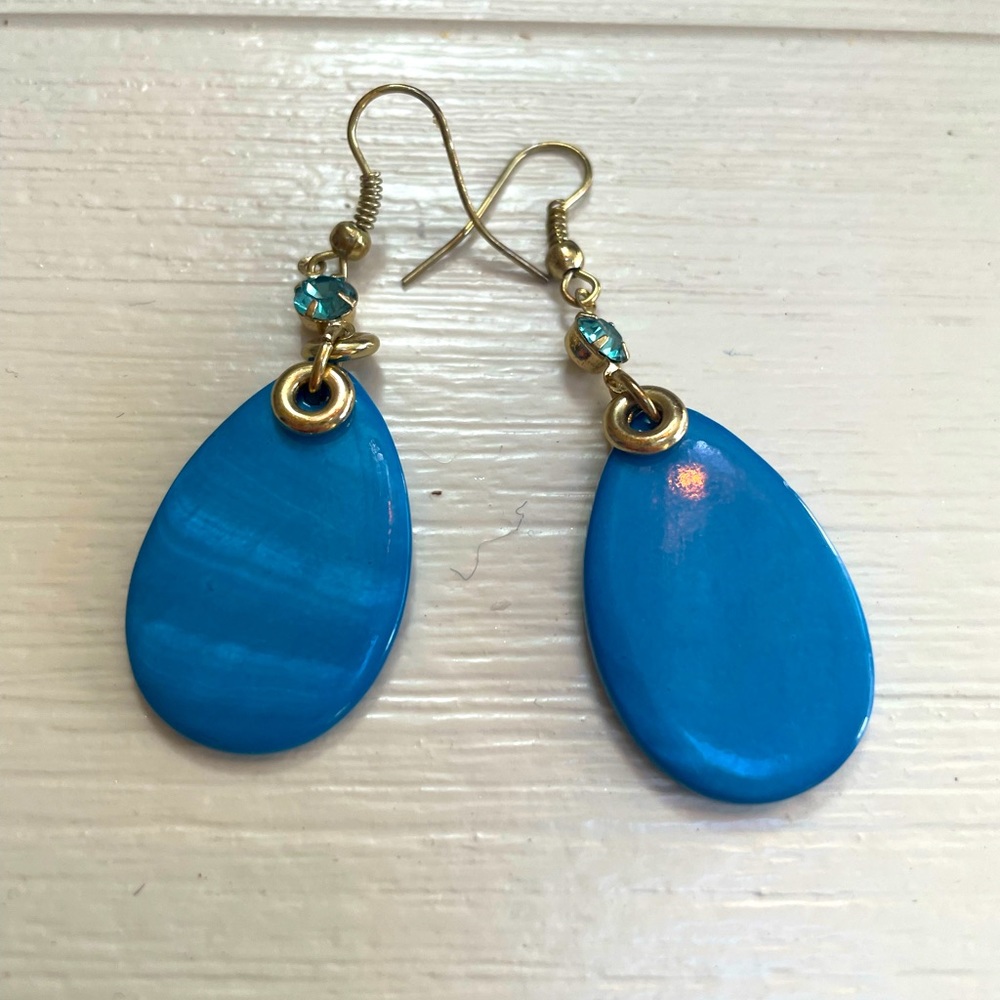 1 in drop Old Navy blue earrings